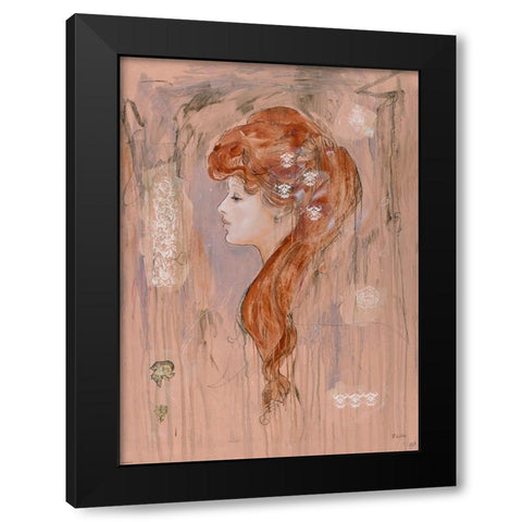 Vintage Rose  Black Modern Wood Framed Art Print by Wiley, Marta