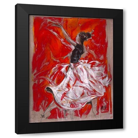 Red Dancer Black Modern Wood Framed Art Print with Double Matting by Wiley, Marta