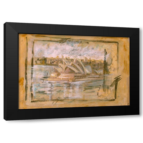 Australia Black Modern Wood Framed Art Print by Wiley, Marta