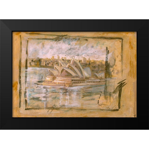 Australia Black Modern Wood Framed Art Print by Wiley, Marta