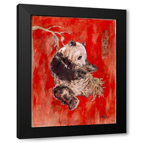 Red Panda Black Modern Wood Framed Art Print with Double Matting by Wiley, Marta