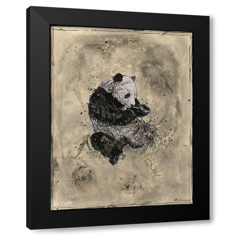 Panda- Beige Black Modern Wood Framed Art Print by Wiley, Marta