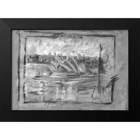 Austrailia BandW Black Modern Wood Framed Art Print by Wiley, Marta