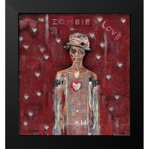 Zombie Love Woman Black Modern Wood Framed Art Print by Wiley, Marta