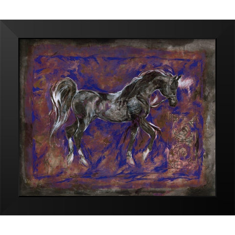 Red Horse-border Black Modern Wood Framed Art Print by Wiley, Marta
