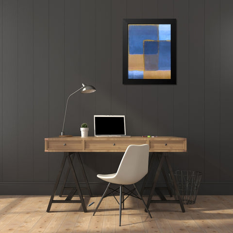 Blue and Ochre Black Modern Wood Framed Art Print by Wiley, Marta