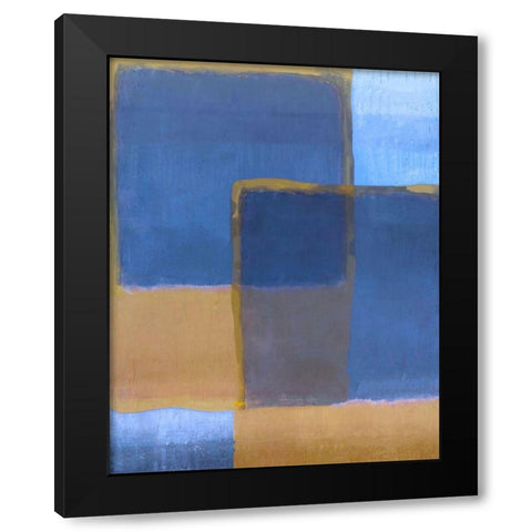 Blue and Ochre Black Modern Wood Framed Art Print with Double Matting by Wiley, Marta