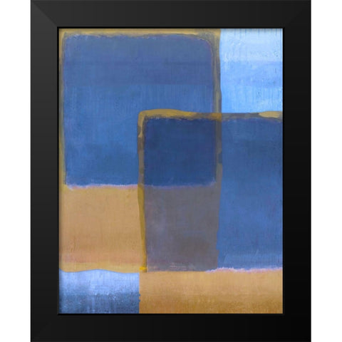 Blue and Ochre Black Modern Wood Framed Art Print by Wiley, Marta