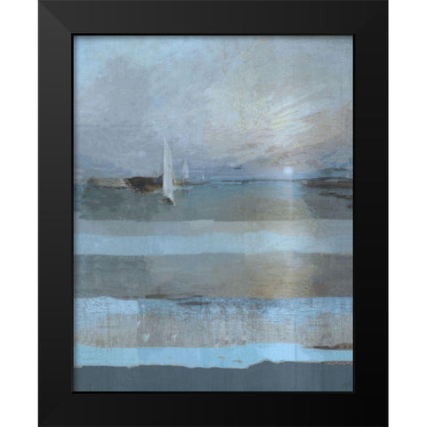 Classical Sail Blue Black Modern Wood Framed Art Print by Wiley, Marta