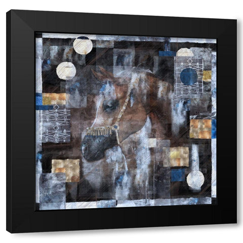 Horse and Silver Foil Black Modern Wood Framed Art Print with Double Matting by Wiley, Marta