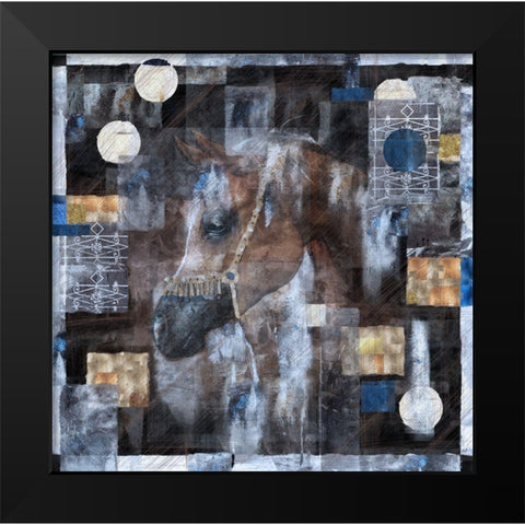 Horse and Silver Foil Black Modern Wood Framed Art Print by Wiley, Marta