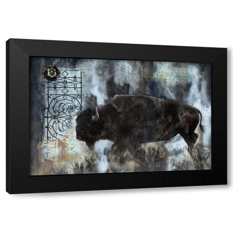 Buffalo Blue Black Modern Wood Framed Art Print with Double Matting by Wiley, Marta