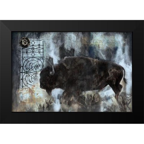 Buffalo Blue Black Modern Wood Framed Art Print by Wiley, Marta