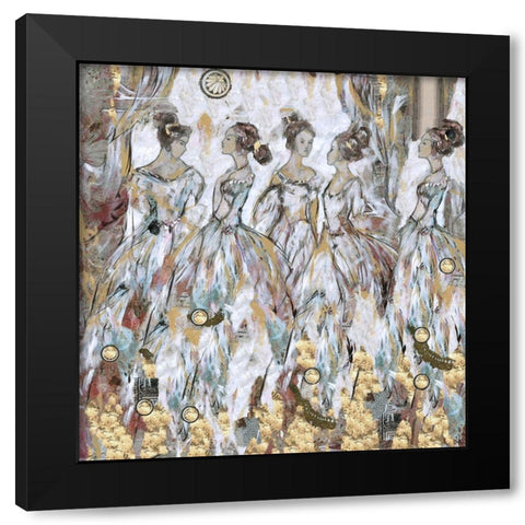 Blue Bells II Black Modern Wood Framed Art Print with Double Matting by Wiley, Marta