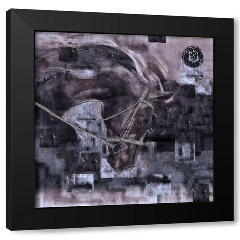 Horse Blue Tint Black Modern Wood Framed Art Print with Double Matting by Wiley, Marta