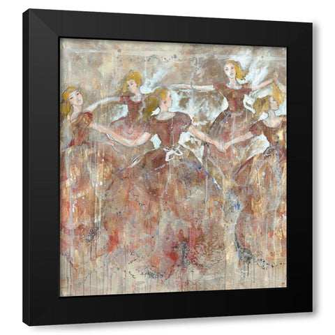 Dancers in red vertical Black Modern Wood Framed Art Print with Double Matting by Wiley, Marta