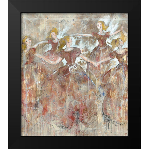 Dancers in red vertical Black Modern Wood Framed Art Print by Wiley, Marta