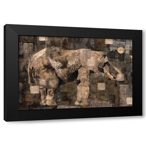 Elephant Collage Sepia Black Modern Wood Framed Art Print with Double Matting by Wiley, Marta