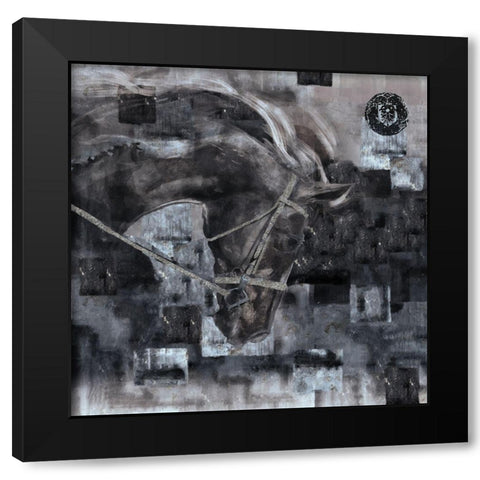 Horse Square Format Black and White Black Modern Wood Framed Art Print with Double Matting by Wiley, Marta