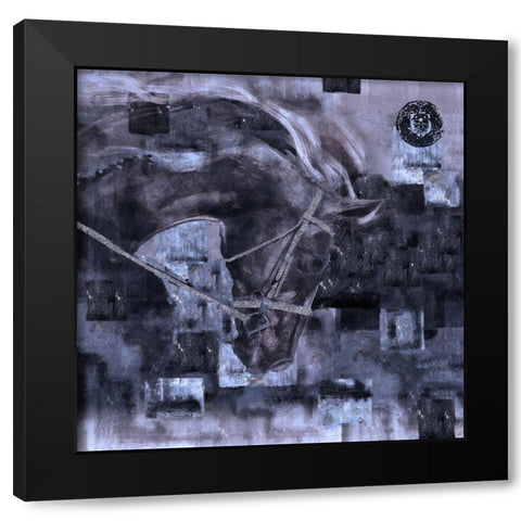Horse Square Format Blue Black Modern Wood Framed Art Print by Wiley, Marta