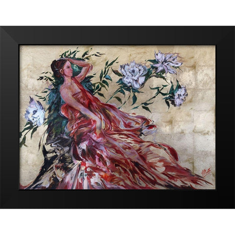 Primavera Red Beige Black Modern Wood Framed Art Print by Wiley, Marta