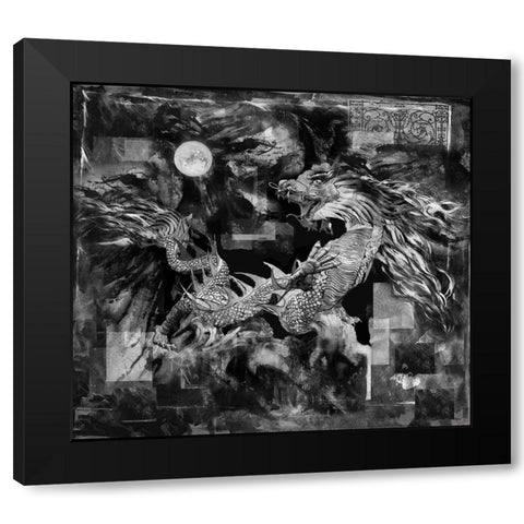 Dragon BandW Black Modern Wood Framed Art Print with Double Matting by Wiley, Marta