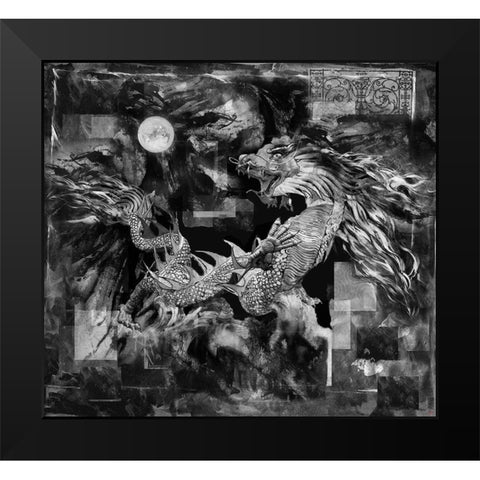 Dragon BandW Black Modern Wood Framed Art Print by Wiley, Marta