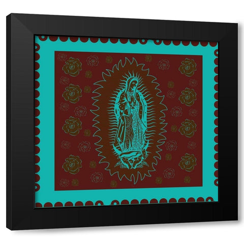 Virgin Mary Teal and Brown Black Modern Wood Framed Art Print with Double Matting by Wiley, Marta