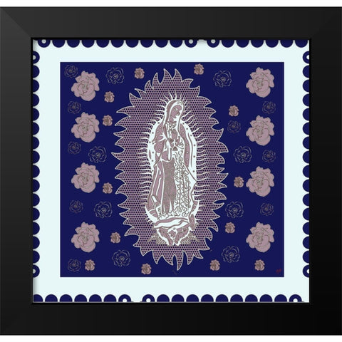 Virgin Mary Blue and White Black Modern Wood Framed Art Print by Wiley, Marta