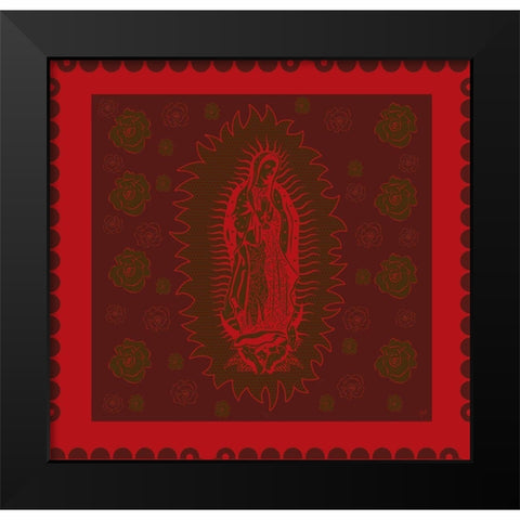 Virgin Mary Red on red Black Modern Wood Framed Art Print by Wiley, Marta