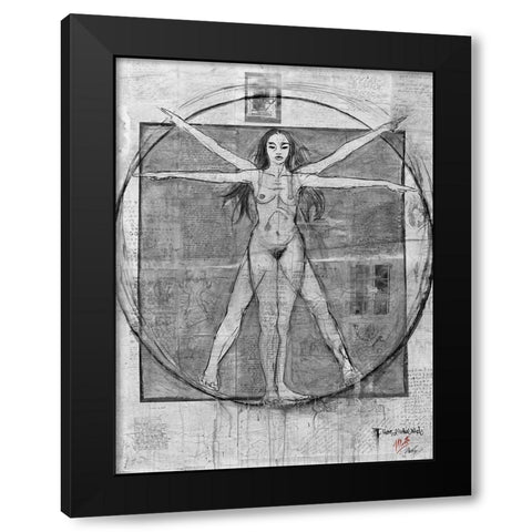 Female Da Vinci Black Modern Wood Framed Art Print by Wiley, Marta