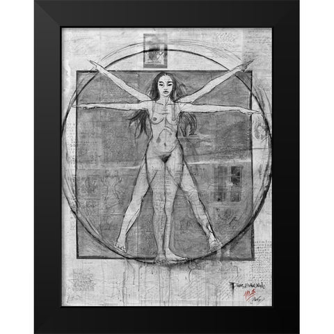 Female Da Vinci Black Modern Wood Framed Art Print by Wiley, Marta