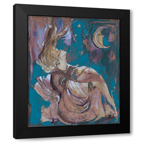 Teal Light Goddess Black Modern Wood Framed Art Print by Wiley, Marta