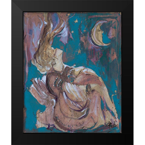 Teal Light Goddess Black Modern Wood Framed Art Print by Wiley, Marta