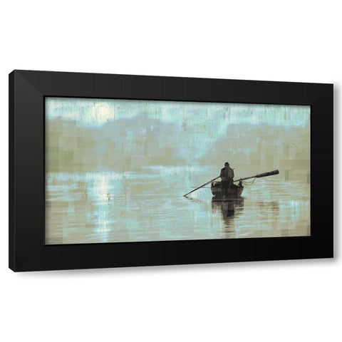 Peace Sandy Blue Black Modern Wood Framed Art Print by Wiley, Marta