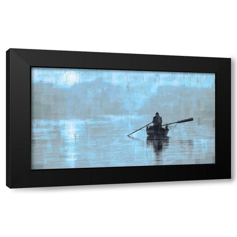 Peace Light Blue Black Modern Wood Framed Art Print by Wiley, Marta