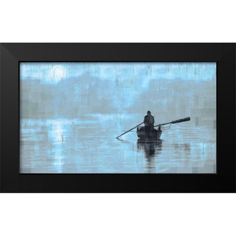 Peace Light Blue Black Modern Wood Framed Art Print by Wiley, Marta
