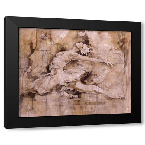 Balerina - Dark Black Modern Wood Framed Art Print with Double Matting by Wiley, Marta