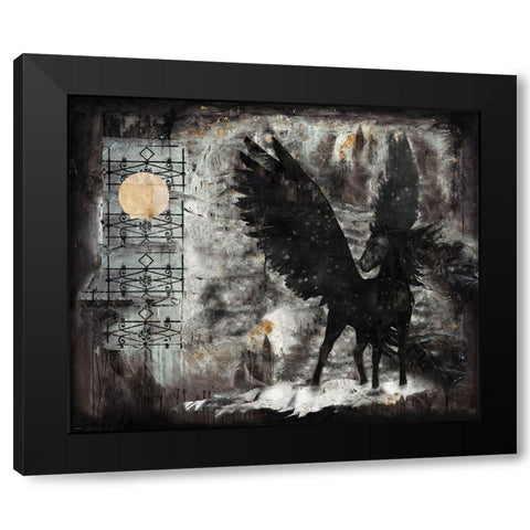 Black Pegasus Black Modern Wood Framed Art Print by Wiley, Marta