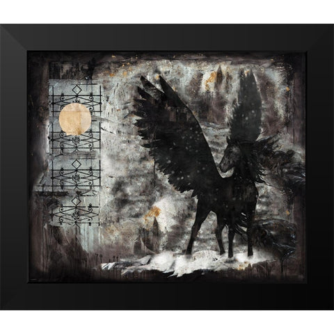 Black Pegasus Black Modern Wood Framed Art Print by Wiley, Marta