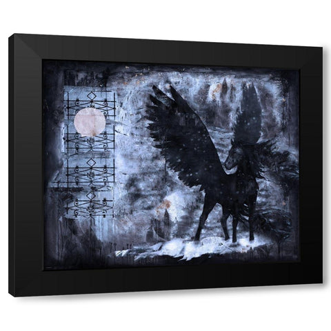 Black Pegasus Blue Black Modern Wood Framed Art Print with Double Matting by Wiley, Marta