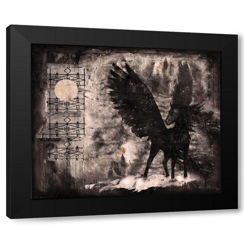 Black Pegasus Sepia Black Modern Wood Framed Art Print by Wiley, Marta