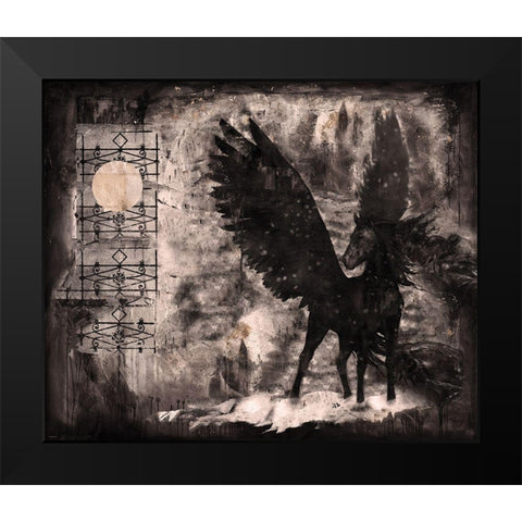 Black Pegasus Sepia Black Modern Wood Framed Art Print by Wiley, Marta