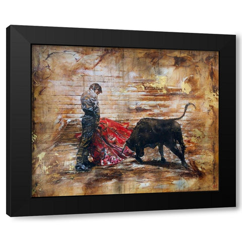 Bull Fighter Dark Black Modern Wood Framed Art Print with Double Matting by Wiley, Marta