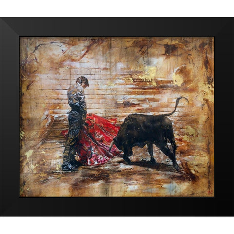 Bull Fighter Dark Black Modern Wood Framed Art Print by Wiley, Marta