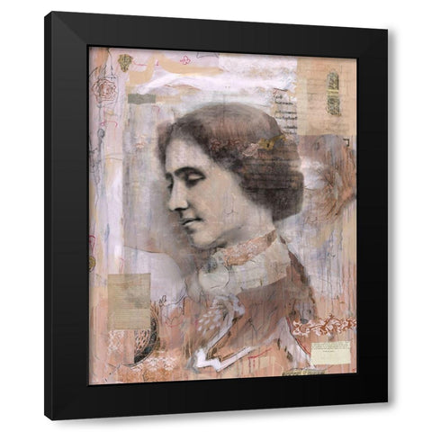 Helen Keller Collage Black Modern Wood Framed Art Print with Double Matting by Wiley, Marta