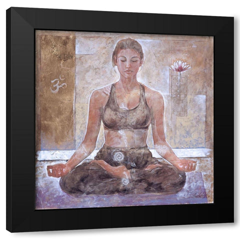 Yoga I- Light Black Modern Wood Framed Art Print with Double Matting by Wiley, Marta