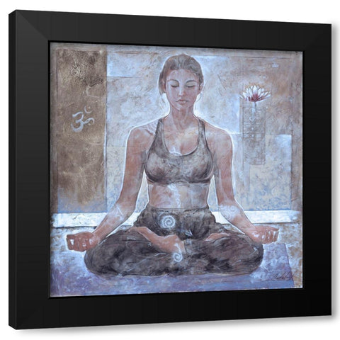 Yoga I- Sepia Black Modern Wood Framed Art Print by Wiley, Marta