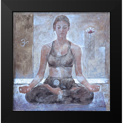 Yoga I- Sepia Black Modern Wood Framed Art Print by Wiley, Marta