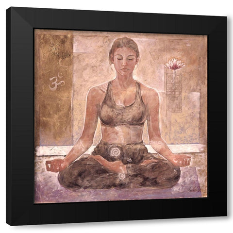 Yoga I-Blue Black Modern Wood Framed Art Print with Double Matting by Wiley, Marta